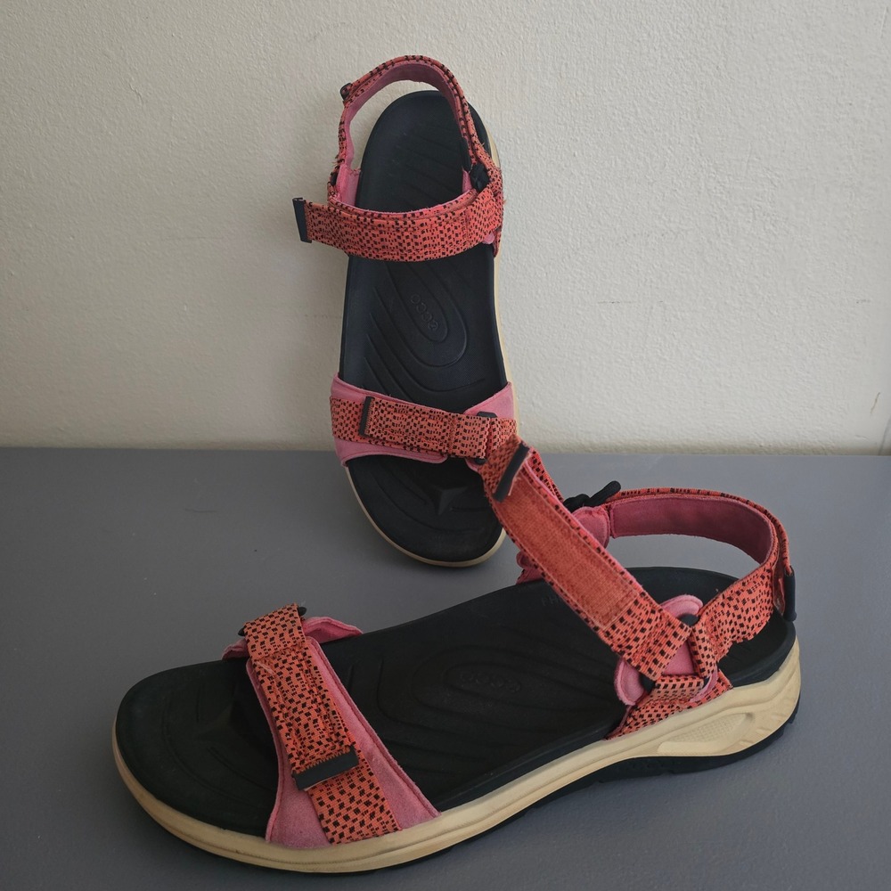 ECCO 47 Offroad‎ Mens Sandals Orange Pink Adjustable Straps Hiking Walking 13M